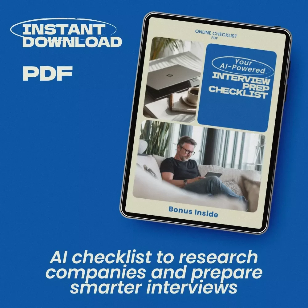Your AI-Powered Interview Prep Checklist – How to Use AI to Research Companies Before an Interview | Job Interview Research Guide | AI Career Preparation Checklist Digital Download