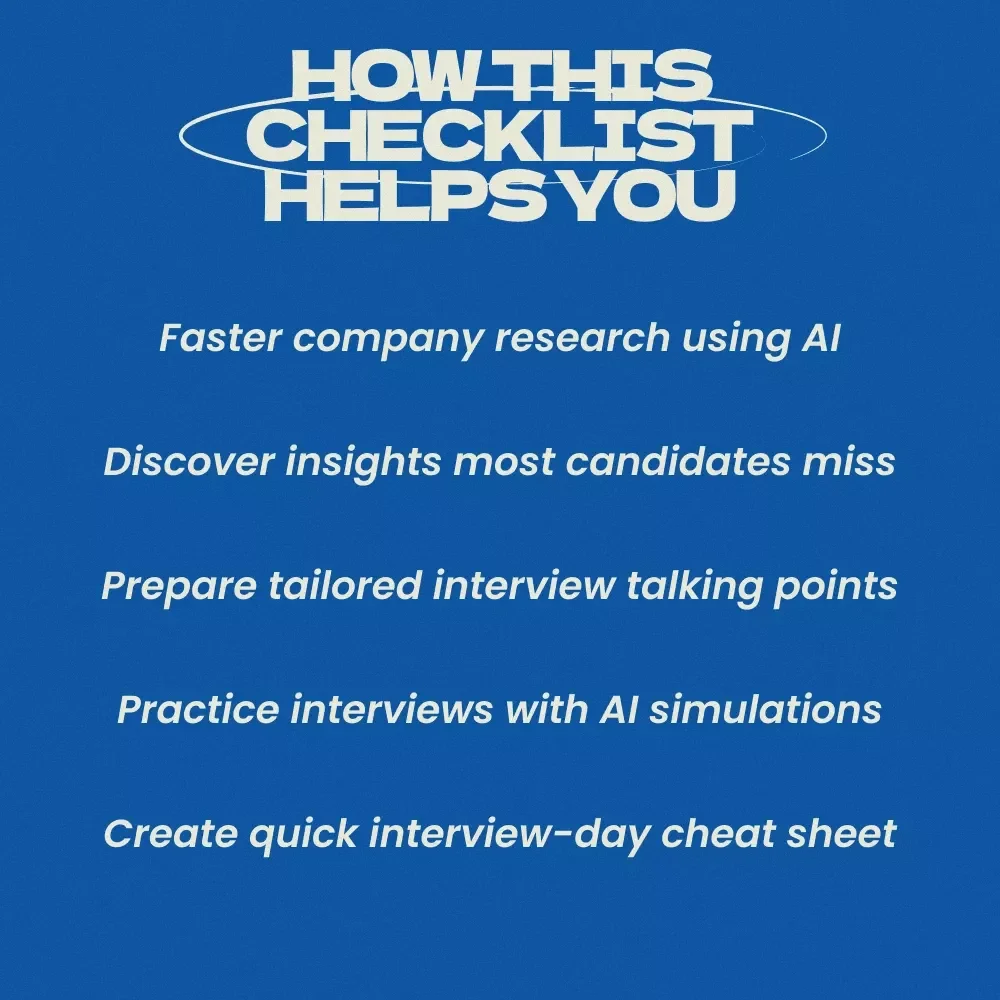 Your AI-Powered Interview Prep Checklist – How to Use AI to Research Companies Before an Interview | Job Interview Research Guide | AI Career Preparation Checklist Digital Download