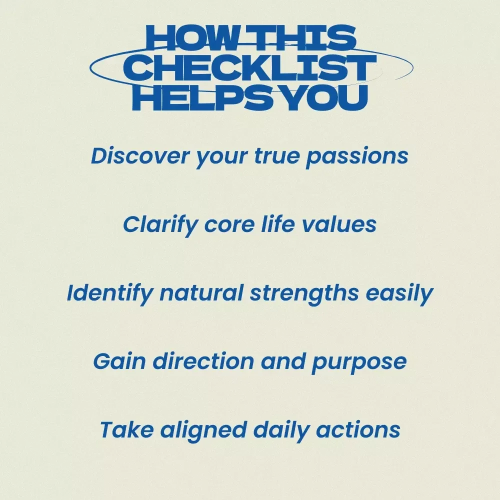 Self-Discovery Questions for Life Purpose Checklist | Guided Reflection Workbook for Clarity, Direction & Personal Growth | Printable Digital Download