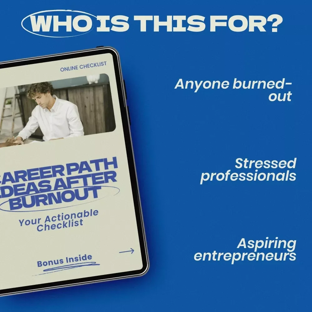 Career Path Ideas After Burnout Checklist – Digital Download Guide for Career Change, Work-Life Balance Planning, Career Reset Workbook, Career Path Ideas After Burnout