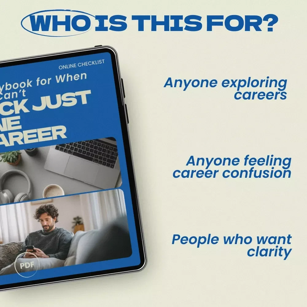 A Playbook for When You Can’t Pick Just One Career – Career Exploration Checklist | what to do when you have too many career interests | Multi-Passion Career Planning Digital Download