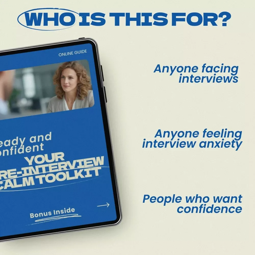 Steady and Confident: Your Pre-Interview Calm Toolkit – eBook Guide on how to calm nerves before an interview, Job Interview Anxiety Relief, Confidence & Mindset Preparation Digital Download