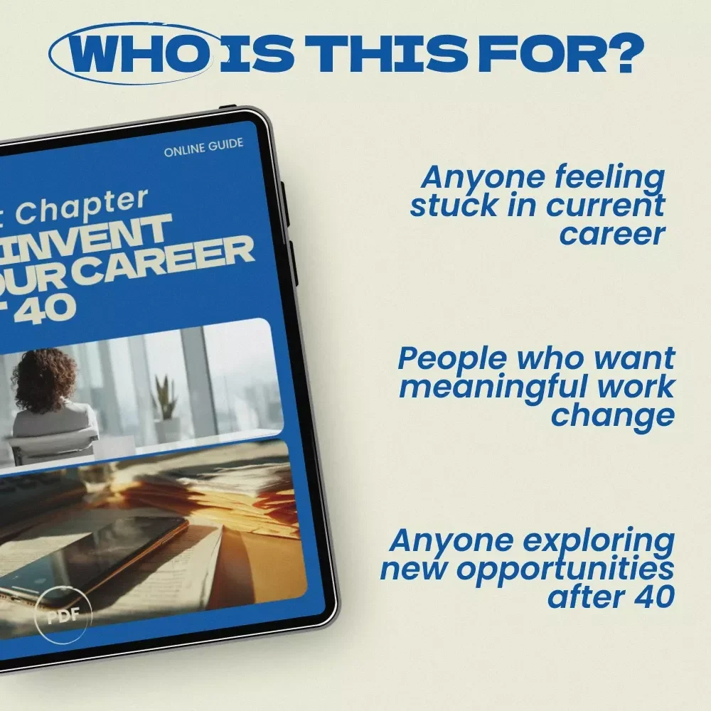 Next Chapter: Reinvent Your Career at 40 – A Practical Guide on how to make a major career change at 40 | Midlife Career Transition Workbook, Career Pivot Strategy, Digital Download