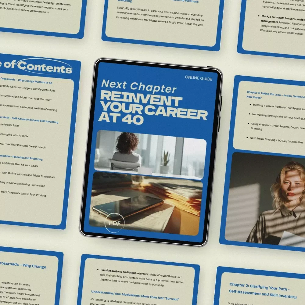 Next Chapter: Reinvent Your Career at 40 – A Practical Guide on how to make a major career change at 40 | Midlife Career Transition Workbook, Career Pivot Strategy, Digital Download