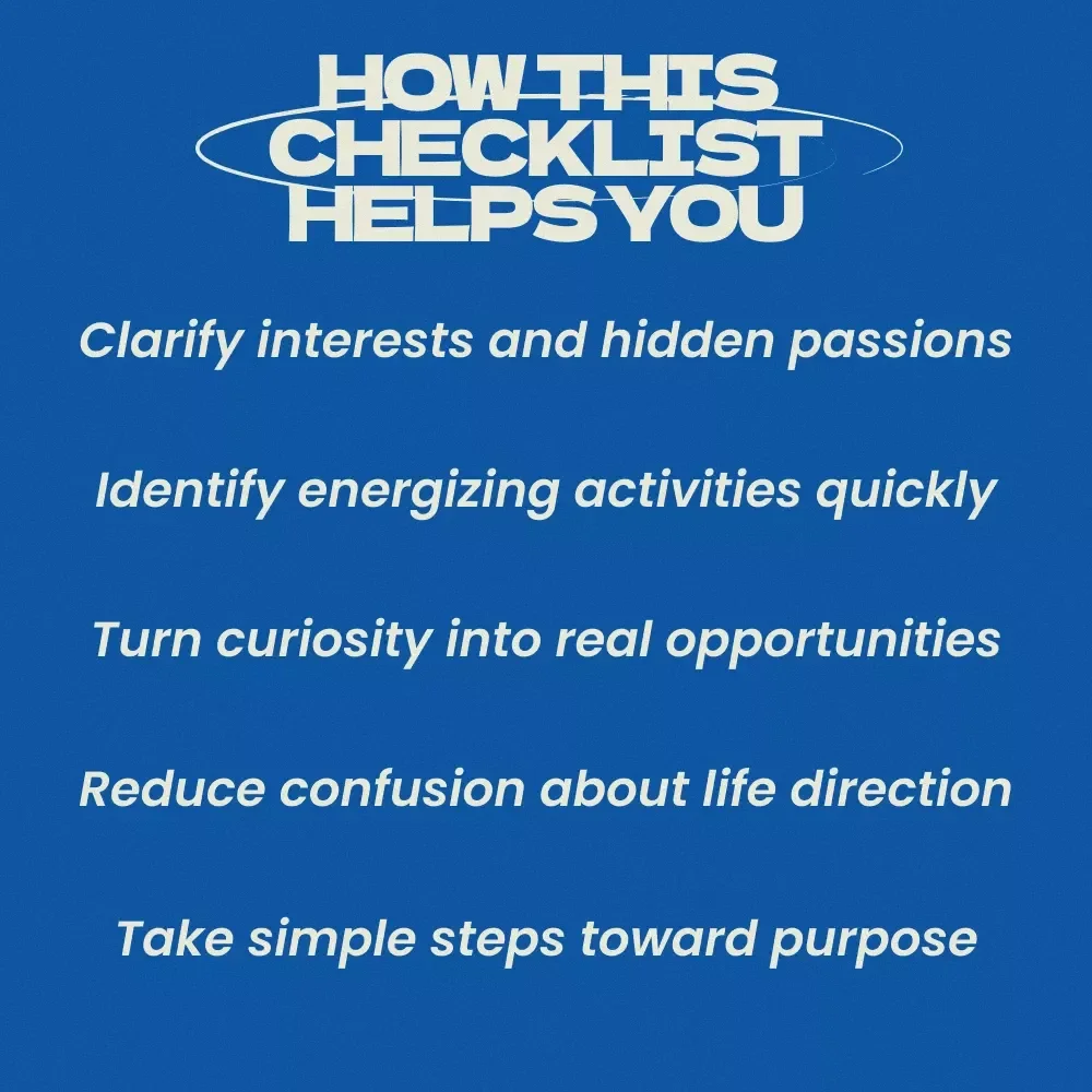 How to Find Your Passion When You Feel Lost Checklist – Printable Self Discovery Guide, Life Direction Workbook, Personal Growth Tool for Anyone Searching “how to find my passion when i feel lost”