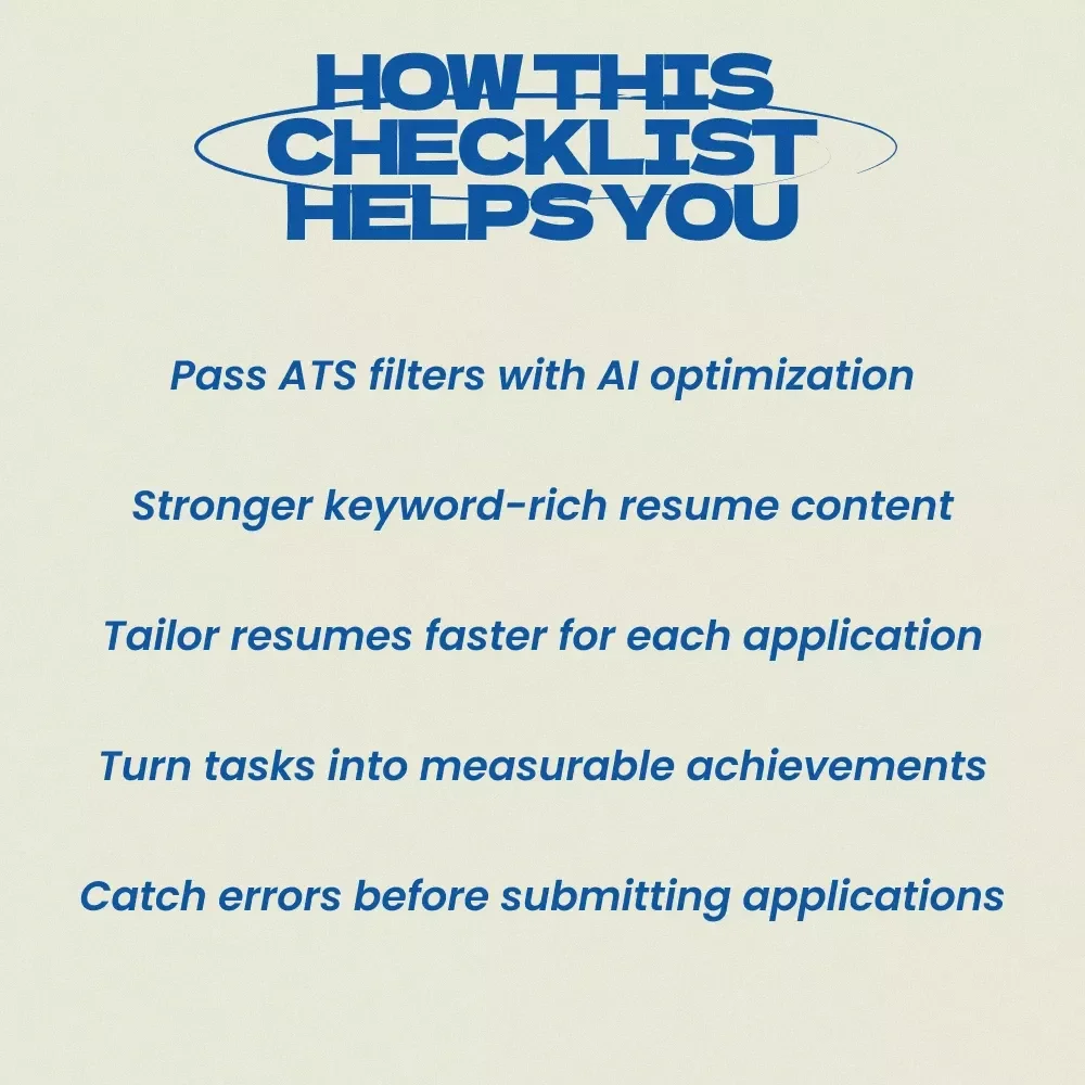 Supercharge Your Resume: AI-Powered ATS Checklist – How to Use AI to Optimize Your Resume for ATS | Job Search Guide, Resume Optimization Toolkit, Digital Download Career Resource