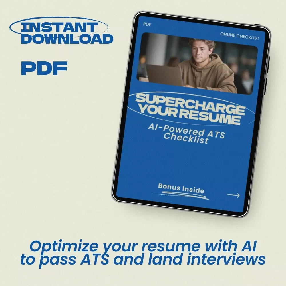 Supercharge Your Resume: AI-Powered ATS Checklist – How to Use AI to Optimize Your Resume for ATS | Job Search Guide, Resume Optimization Toolkit, Digital Download Career Resource