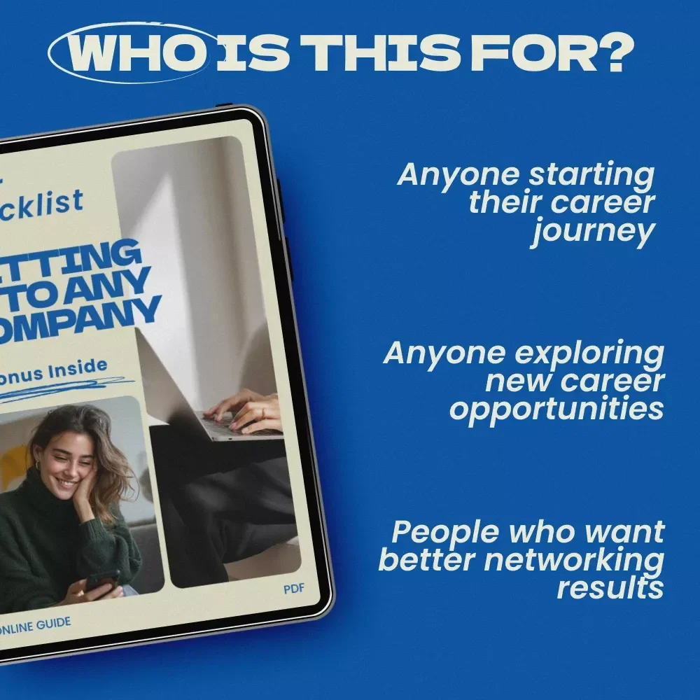 Your Checklist for Getting Into Any Company – Career Networking & Job Search Strategy Checklist | how to get your foot in the door at a company Guide | Professional Career Planning Digital Download