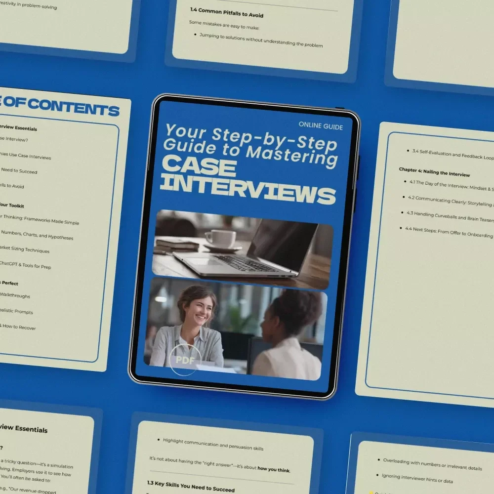 Your Step-by-Step Guide to Mastering Case Interviews | How to Prepare for a Case Interview Consulting Prep Guide, Strategy Frameworks, Mock Case Practice, Interview Success Digital Download