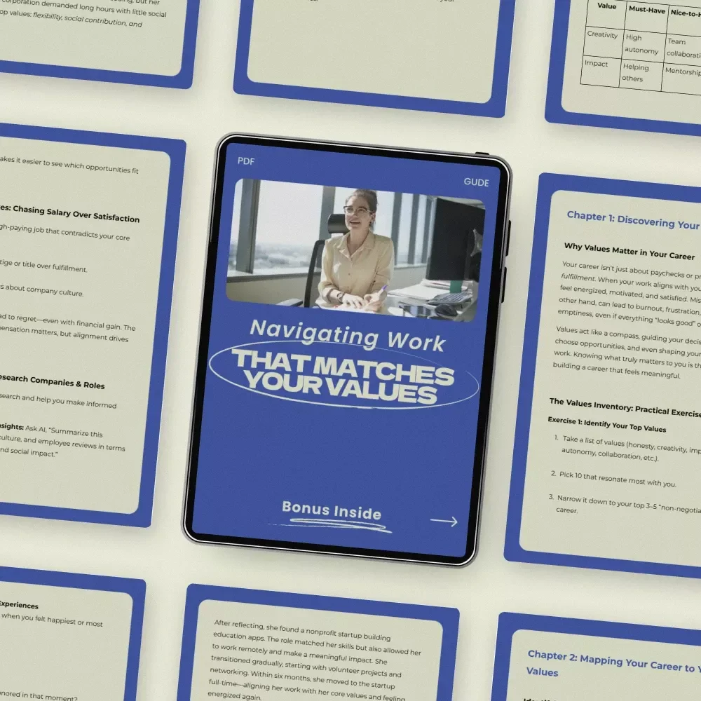 Navigating Work That Matches Your Values: A Practical Guide on How to Align Your Career with Your Values for Purpose, Fulfillment & Meaningful Success