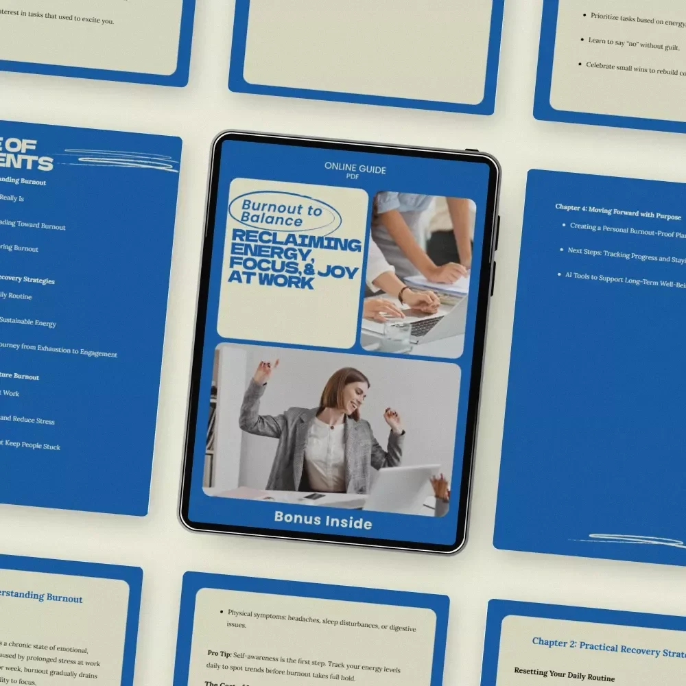 Burnout to Balance: Reclaiming Energy, Focus, and Joy at Work — Practical Guide on how to recover from burnout, Reset Your Routine, Prevent Workplace Burnout, and Build Sustainable Energy