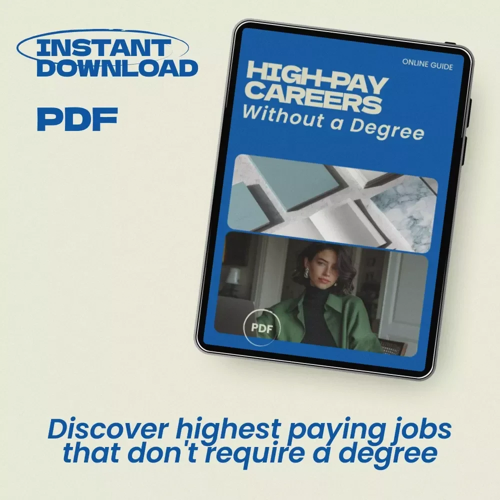 High-Pay Careers Without a Degree Guide | Discover the highest paying jobs that don't require a degree, Skills-Based Careers, Alternative Career Paths, Digital Download Career Guide