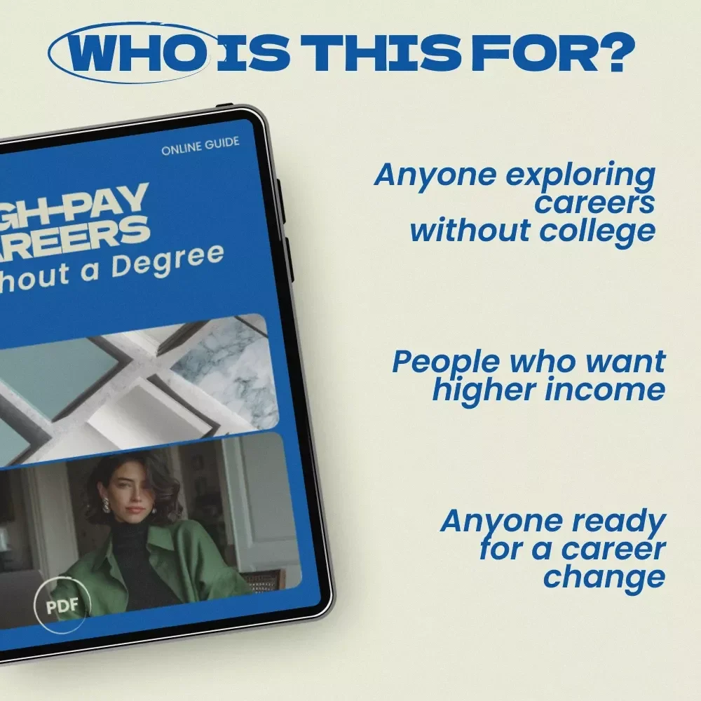 High-Pay Careers Without a Degree Guide | Discover the highest paying jobs that don't require a degree, Skills-Based Careers, Alternative Career Paths, Digital Download Career Guide