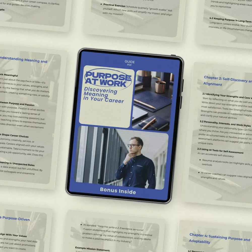 Purpose at Work: Discovering Meaning in Your Career – A Practical Guide on how to find meaning and purpose in your career, Career Clarity Workbook & Life Direction eBook
