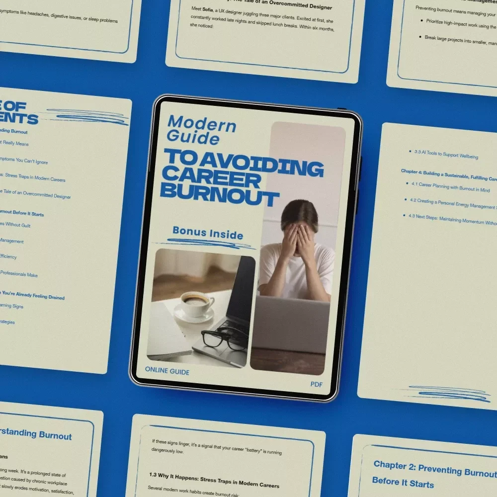 Modern Guide to Avoiding Career Burnout | Practical Guide on how to avoid burnout in your career | Work-Life Balance, Productivity, Energy Management Digital Download