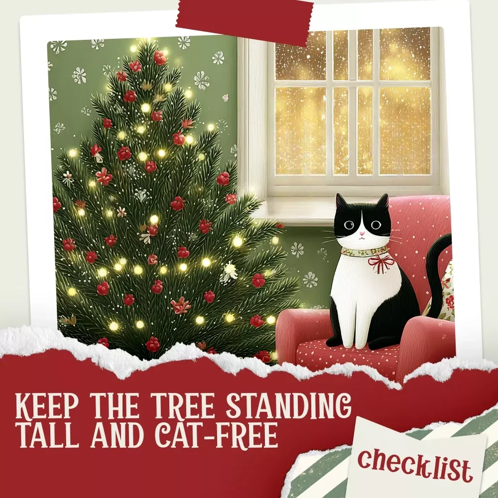 Keep the Tree Standing Tall and Cat-Free | Printable Holiday Checklist | How to Keep Cats Off Christmas Tree | Pet-Friendly Christmas Decor Guide — video