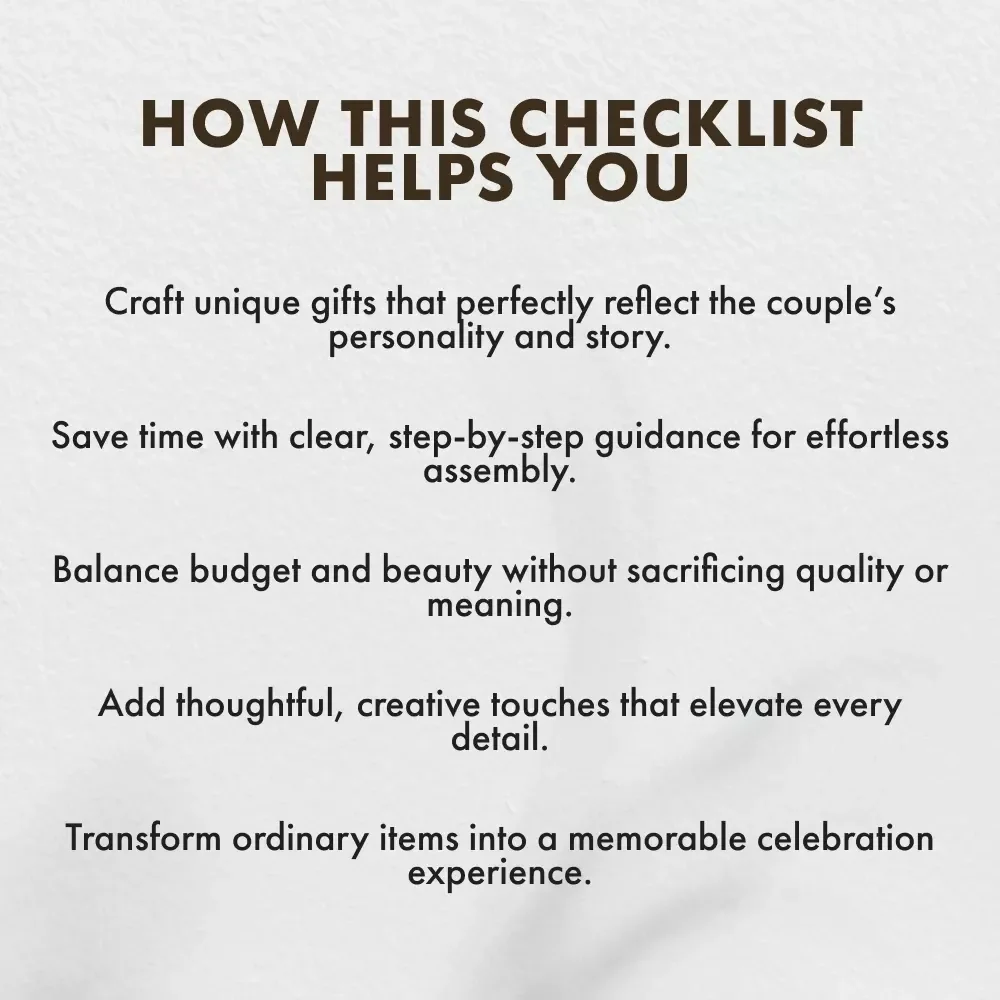 Engagement Gift Basket Magic | Printable Checklist for Engagement Gift Baskets | DIY Engagement Gift Basket Ideas Guide | Thoughtful Engagement Gift Inspiration