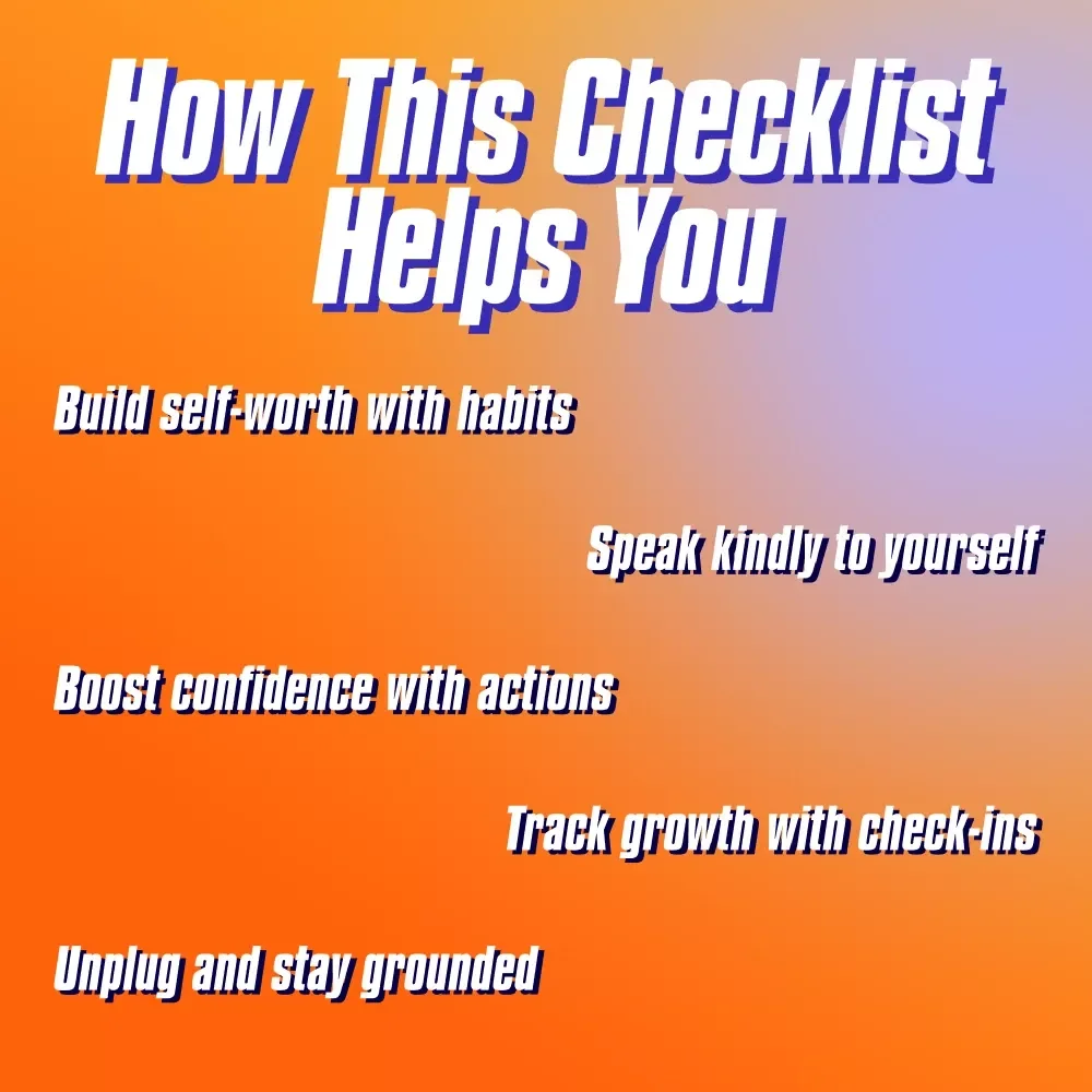 Glow-Up from the Inside Out: Your Teen Confidence Checklist | Weekly Teenage Self Esteem Activities Printable