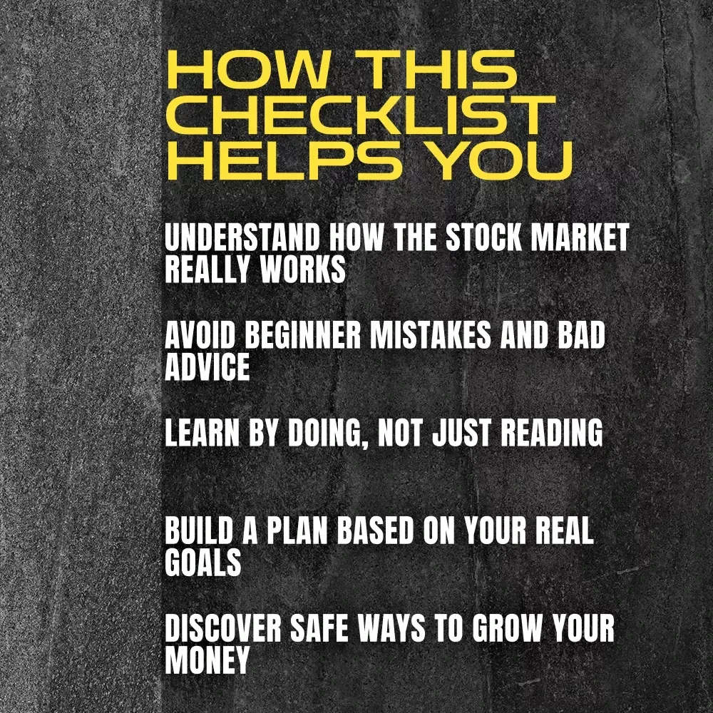 Stock Market Starter Pack: Your No-Fluff, Action-Ready Guide to Getting in the Game | Beginner Stock Market Checklist | How Stock Exchange Works PDF