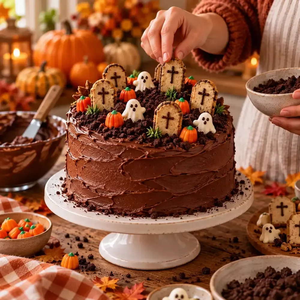 Graveyard Cake Assembly Steps