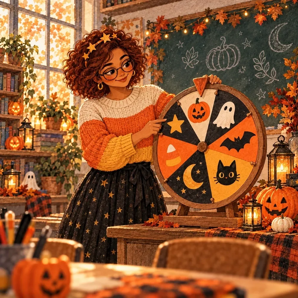Halloween-Themed Backup Class Activities Spinner