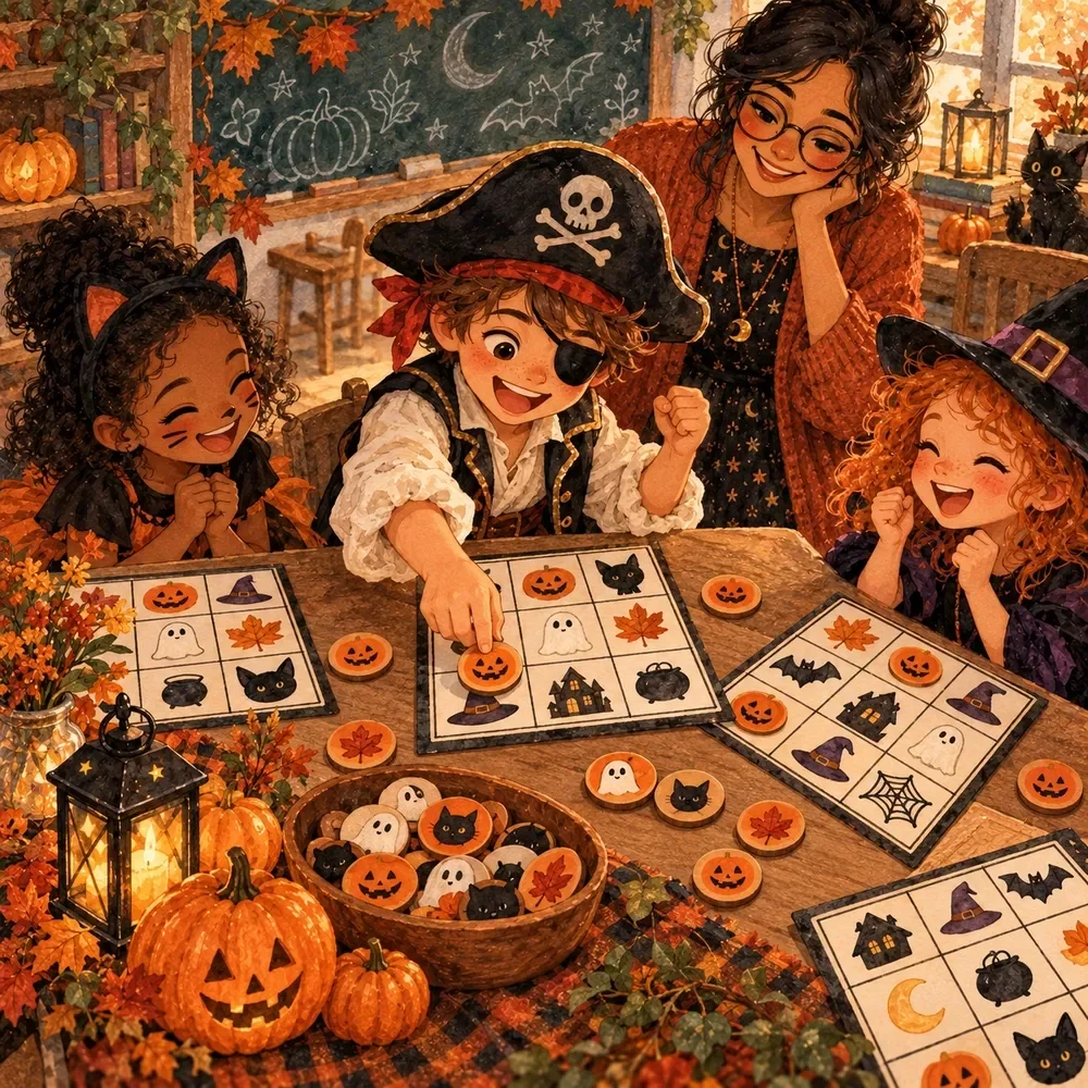 Number Bingo Game for Halloween Math Practice