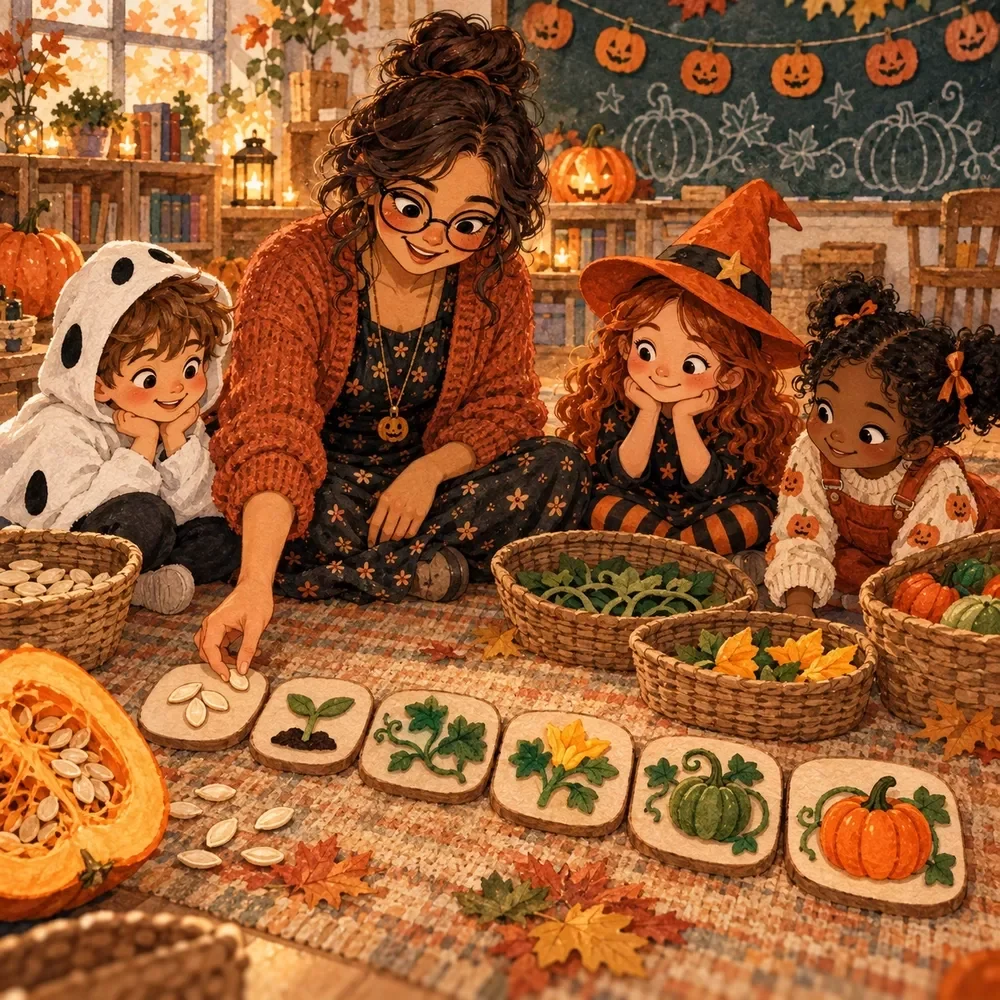Pumpkin Life Cycle Interactive Lesson for Halloween Season