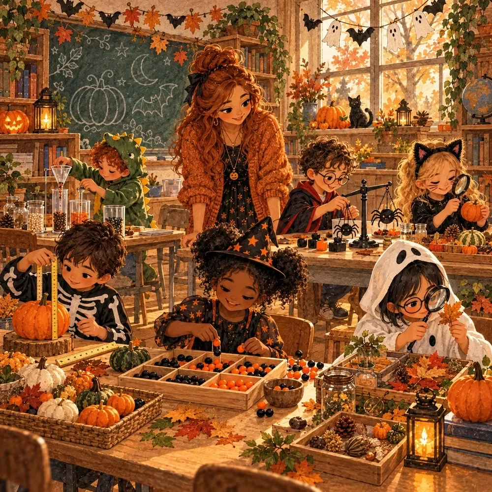 Math and Science Stations Hub for Halloween