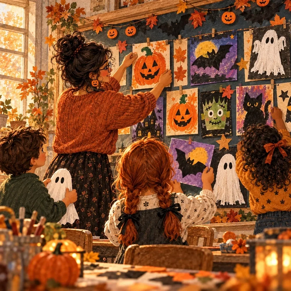 Student Art Display Planner for Halloween