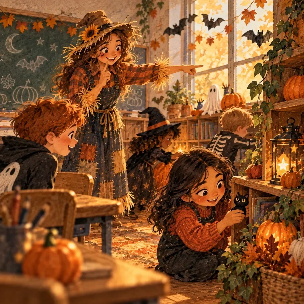 Halloween-Themed Riddles and Clues Game for Kids
