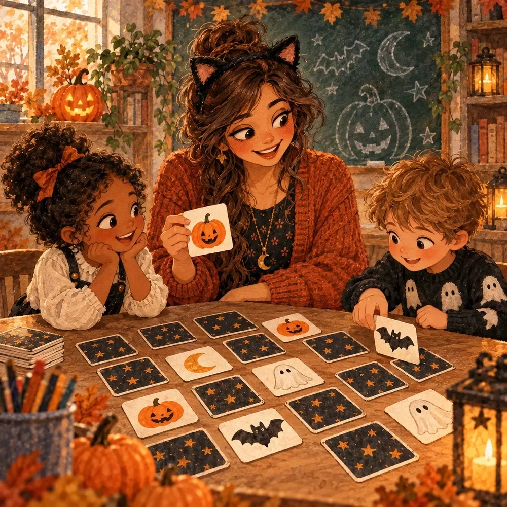 Memory Match Card Game for Kids: Halloween Edition