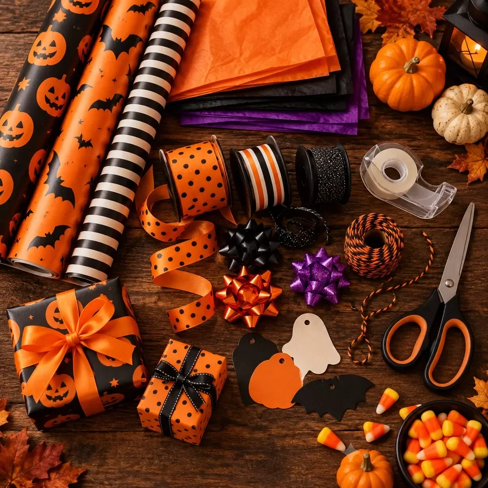 Supply Checklist for Halloween Gift Wrap