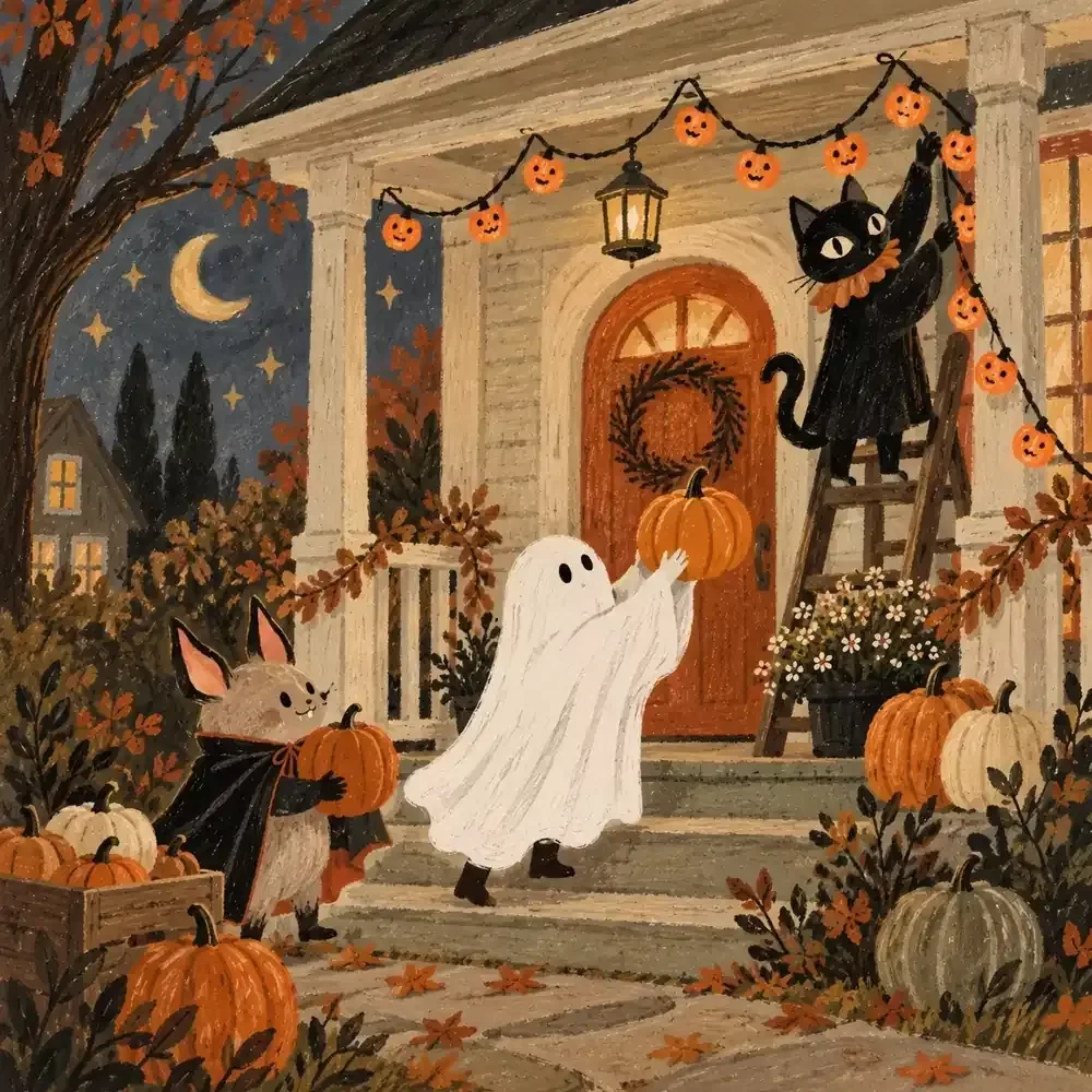 Halloween Porch Decorating Relay Game