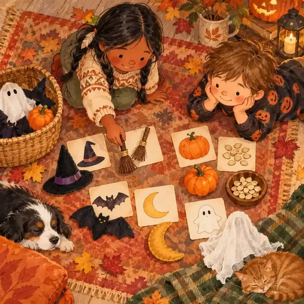 Kids Activity Match Quiz for Halloween