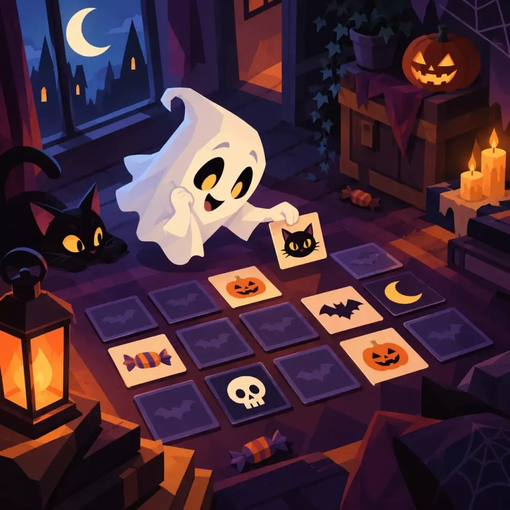 Spooky Memory Match Game for Kids at Halloween