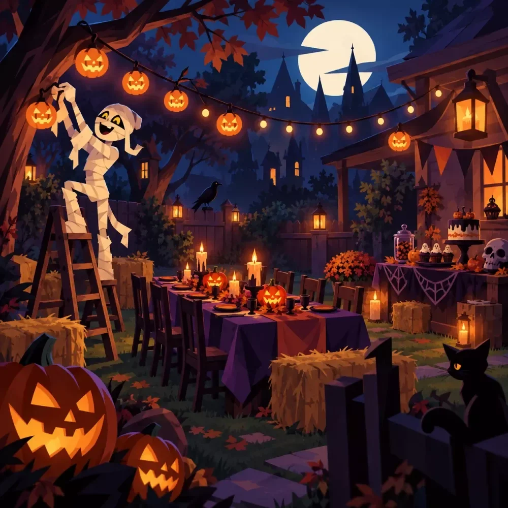 Backyard Halloween Party Setup