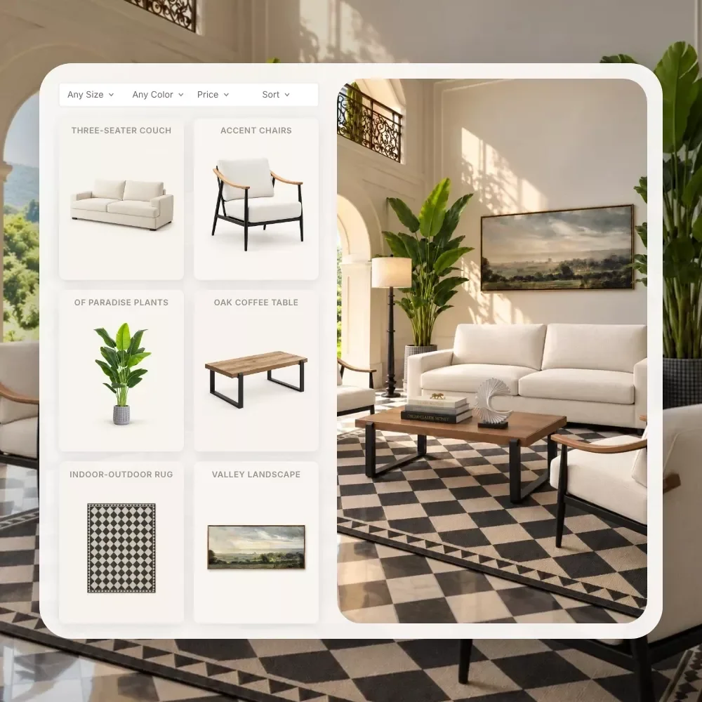 British Colonial Living Room Under $1,300